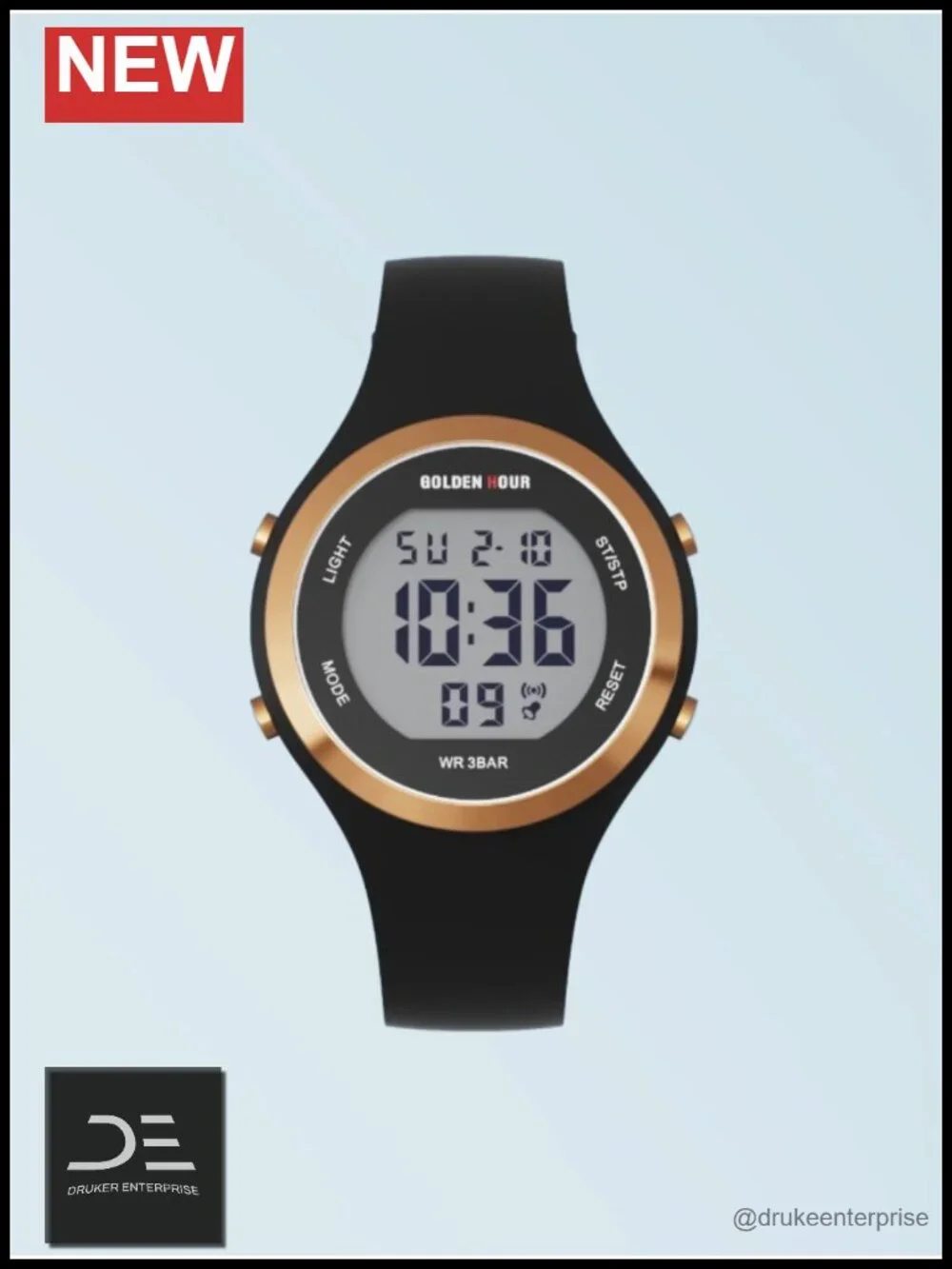 Waterproof Sport Digital Chronograph Silicone Strap Watch with Backlight